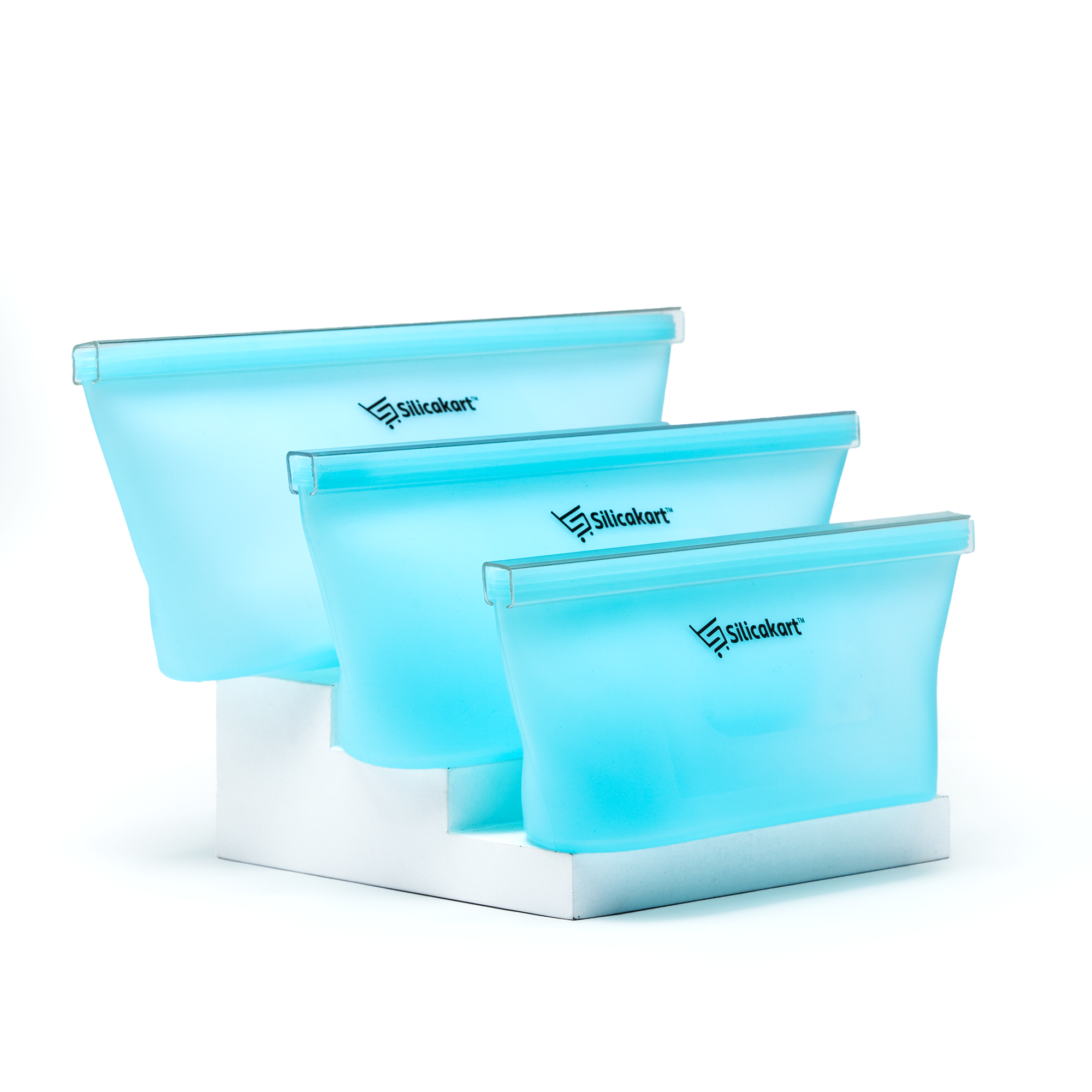 Silicakart Silicone Zip-bag | Set of 8 (Blue)