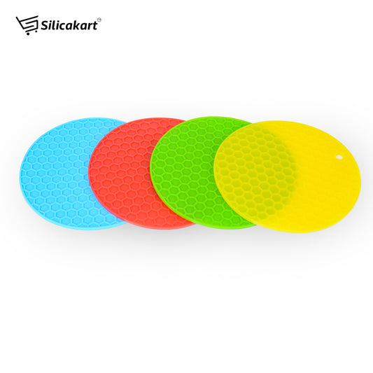 Premium Multipurpose Silicon Round Hot Mat Pot Holders for Kitchen and Dining/Hot Plate Stand/Silicone Heat Resistant Coasters Dinning Table Mat