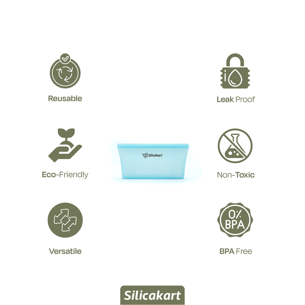 Silicakart Silicone Zip-bag  | Set of 8 (Blue)