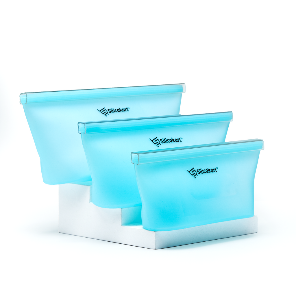 Silicakart Silicone Zip-bag  | Set of 8 (Blue)