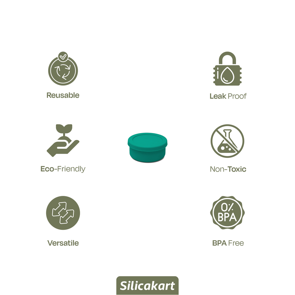 Silicakart Silicone Bento Boxes Small-Green (Round)