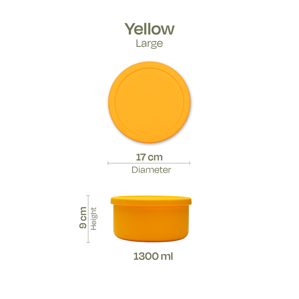 Silicakart Silicone Bento Boxes Large-Yellow (Round)